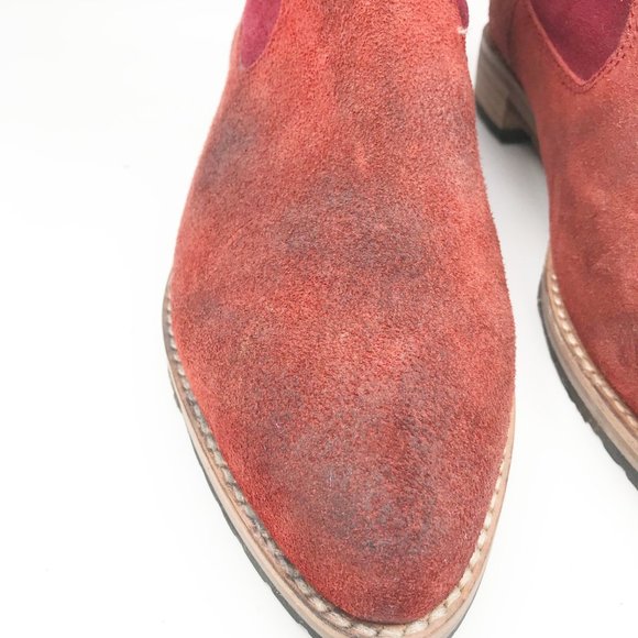 MATT BERNSON Cassidy Western Rustic Burgundy Suede Ankle Boots Womens 9.5 - Picture 6 of 13